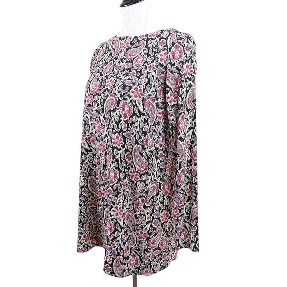 J. Jill Tops - J Jill Size XS Wearever Collection Tunic Long Sleeve Black Pink Floral
